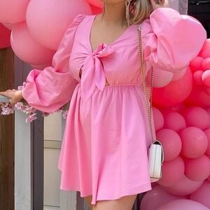 AKIRA Pink Puff Sleeve Dress